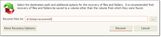 File Recovery dialog - simplified