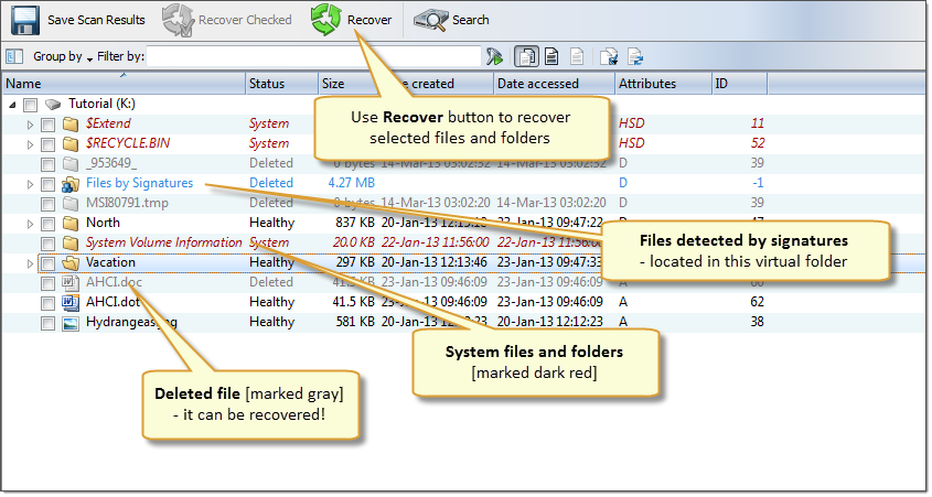 Volume scan result view