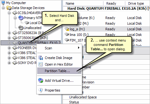 Open Edit Partition Table Dialog